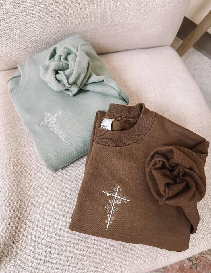 Cross Embroidered Crewneck