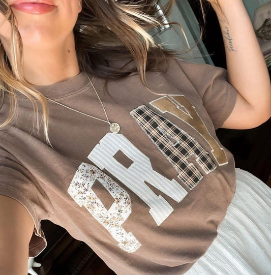 Pray Brown Embroidered Shirt