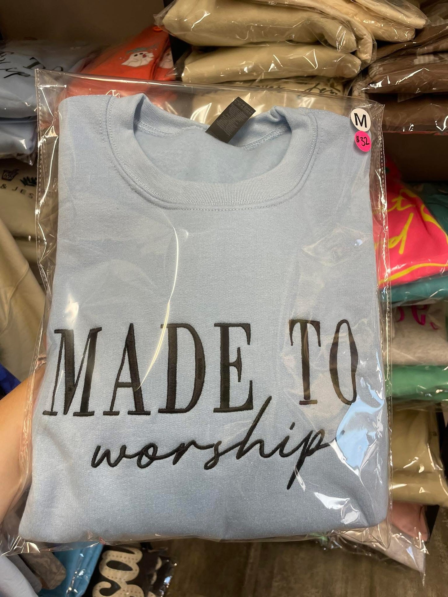 Made to worship embroidered crewneck