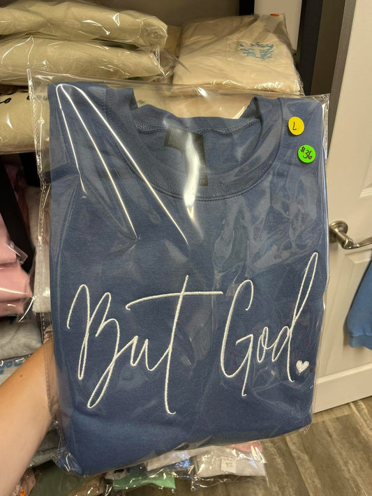 But God Embroidered Crewneck