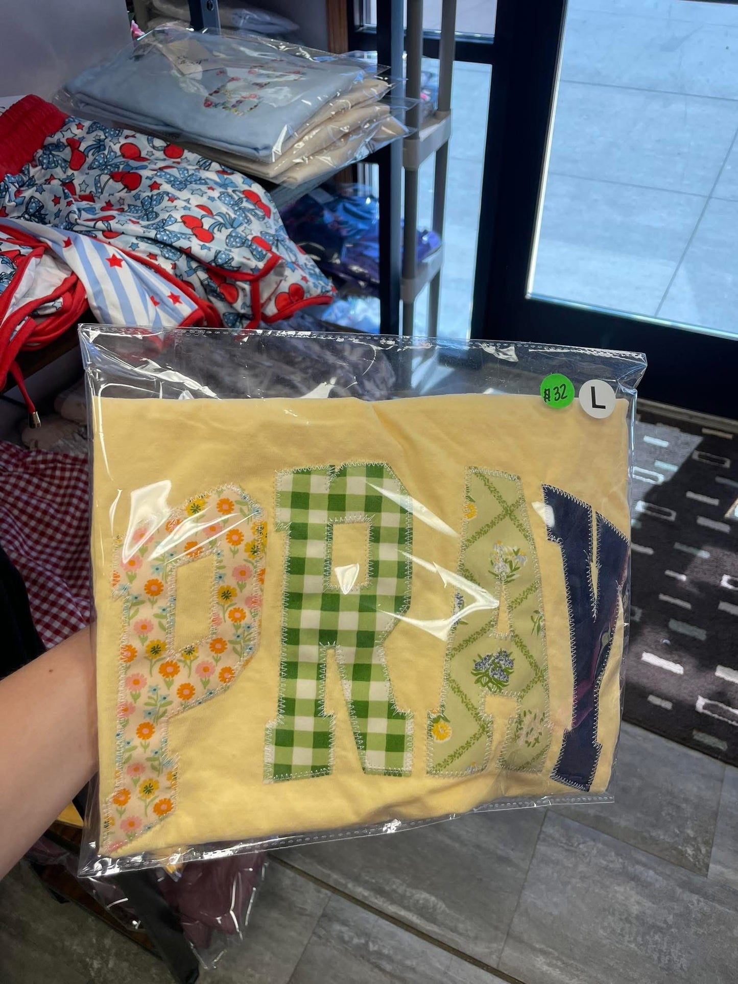 Yellow Pray Embroidered Shirt