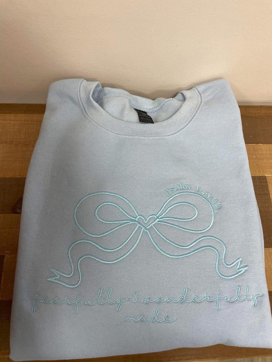 Fearfully and wonderfully made religious embroidered crewneck