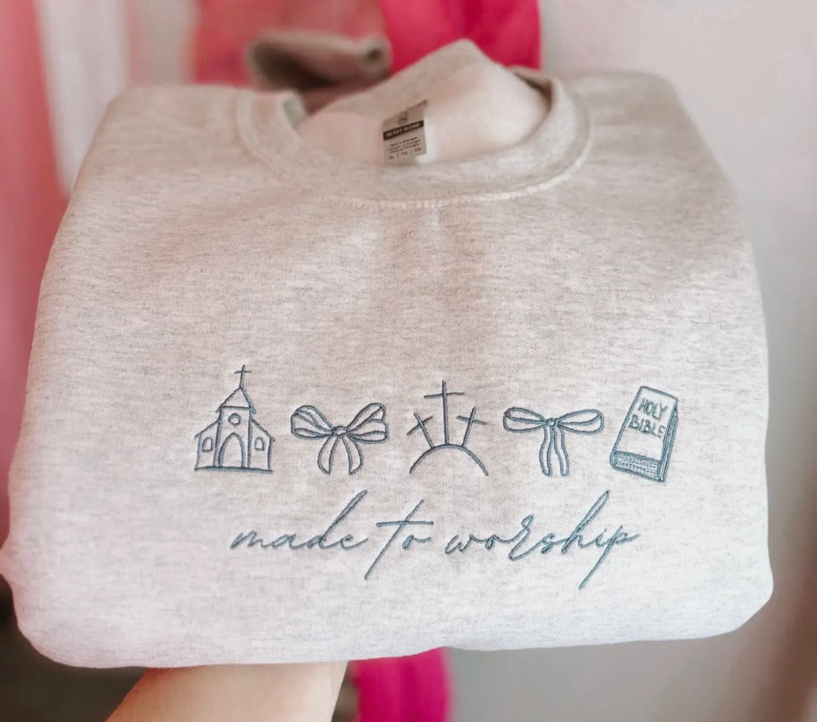 Made to worship embroidered crewneck