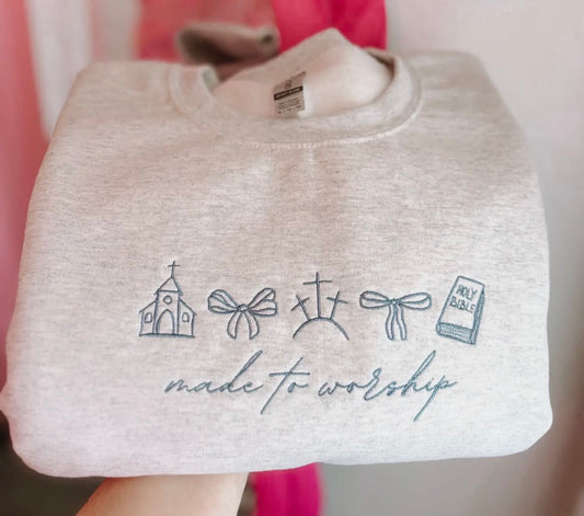 Made to worship embroidered crewneck