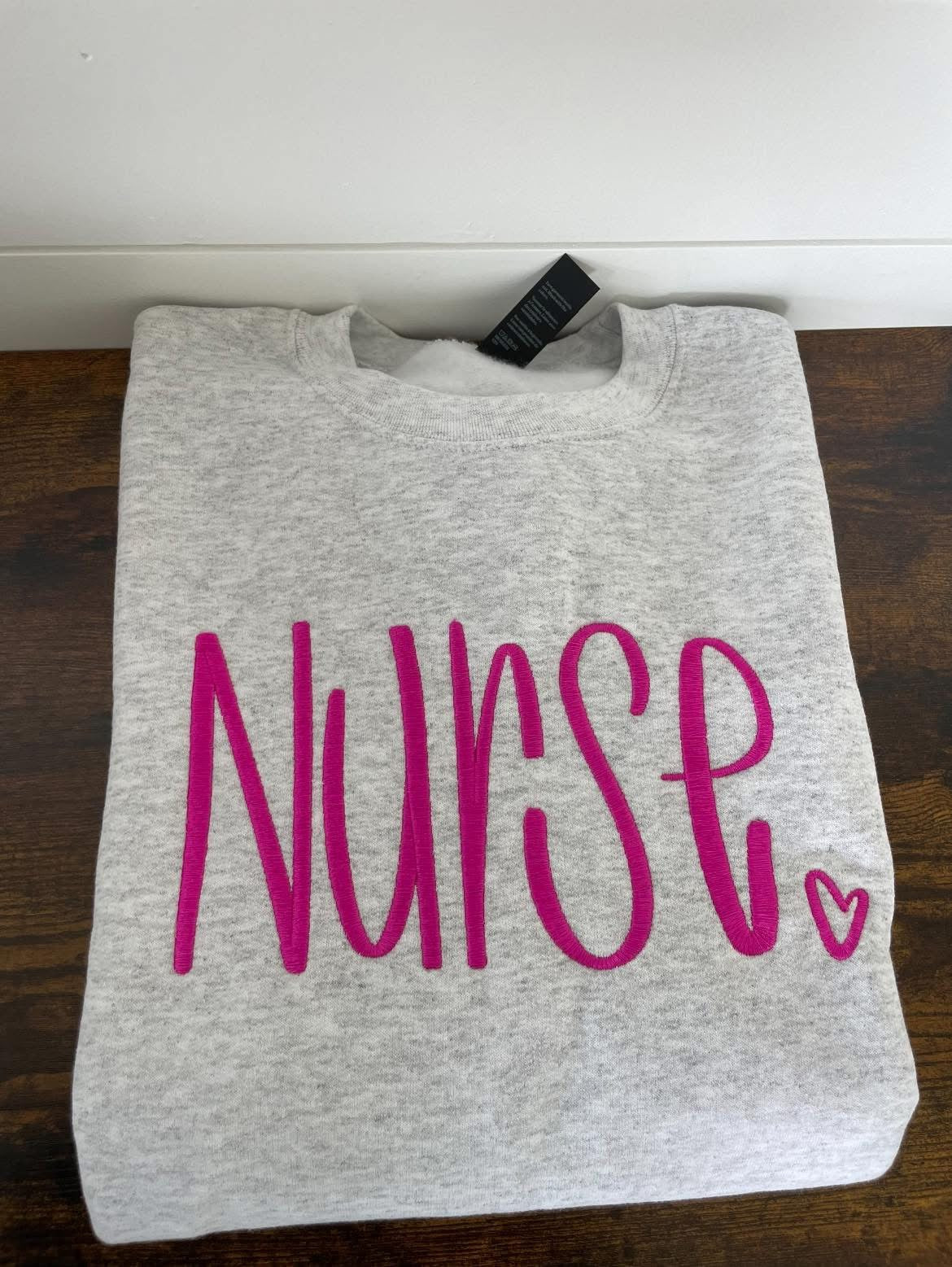 Nurse Ash Grey Embroidered Crewneck