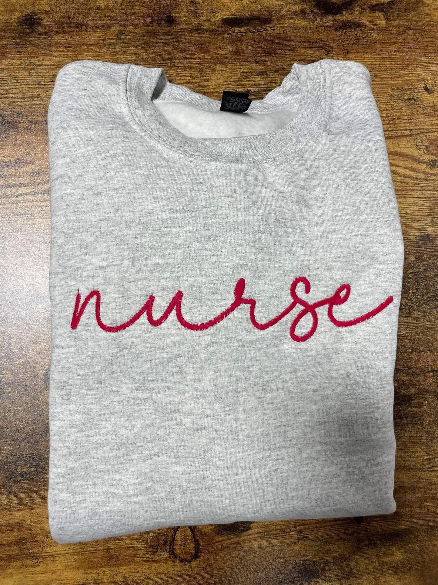 Nurse Embroidered Grey Crewneck