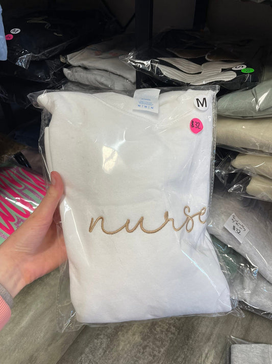 Nurse embroidered white crewneck