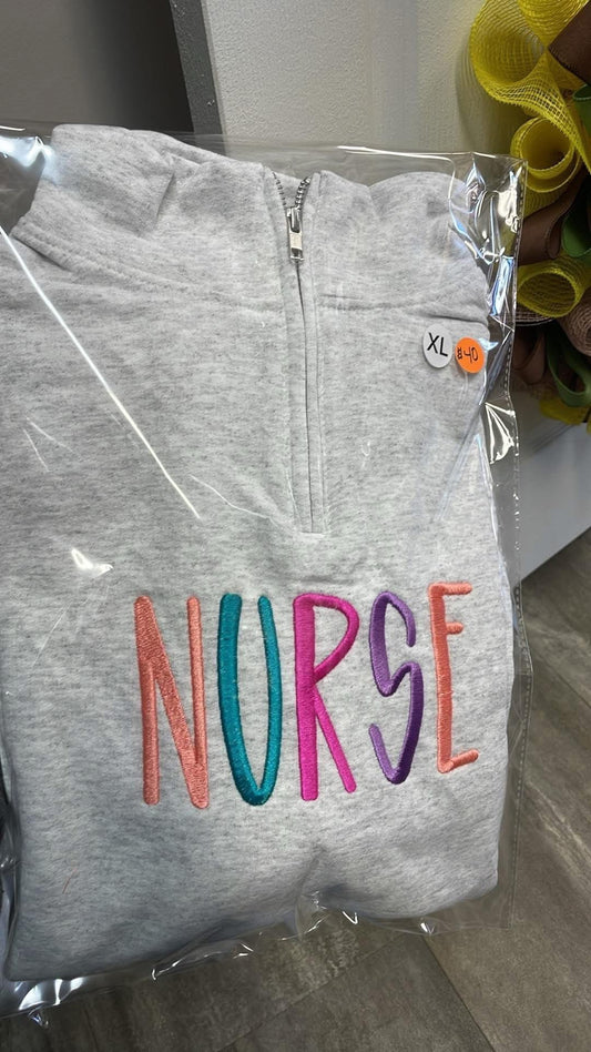Nurse embroidered quarter zip