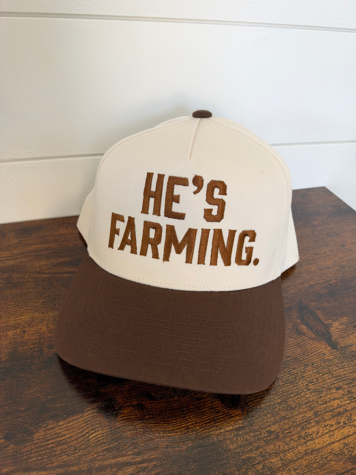 He’s farming brown hat