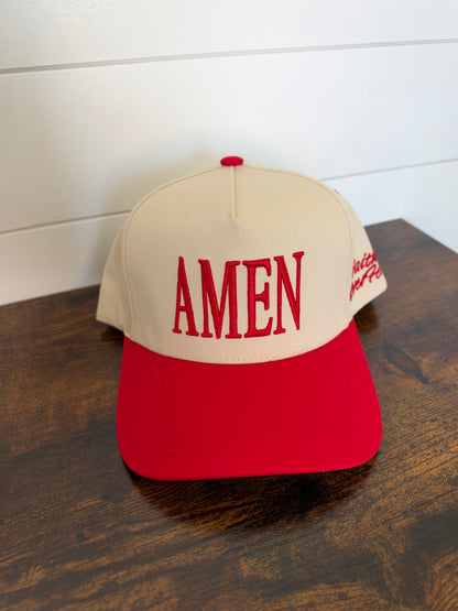 Red Amen Hat