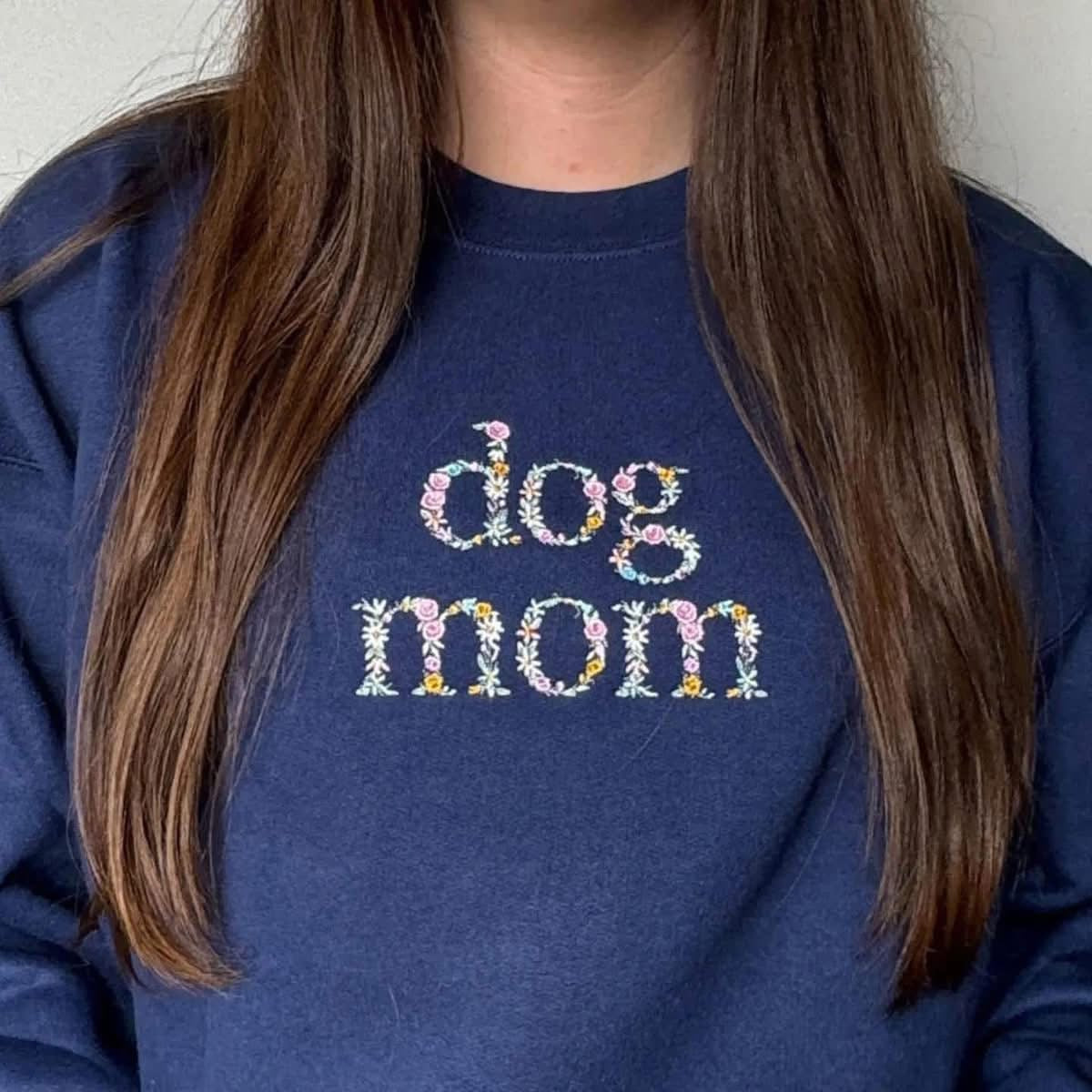 Dog Mom Embroidered Crewneck