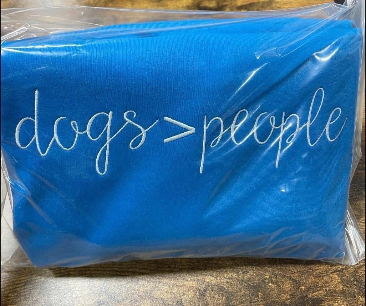 Dogs > people embroidered crewneck
