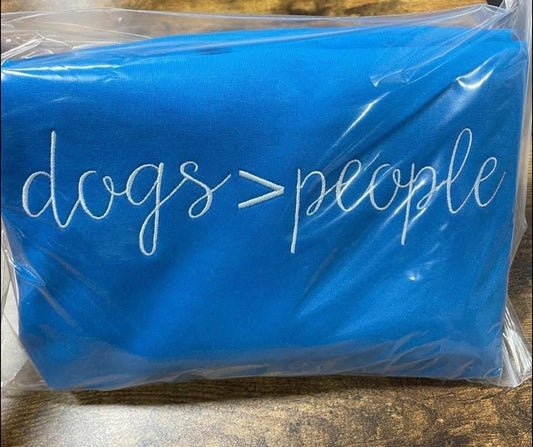Dogs > people embroidered crewneck
