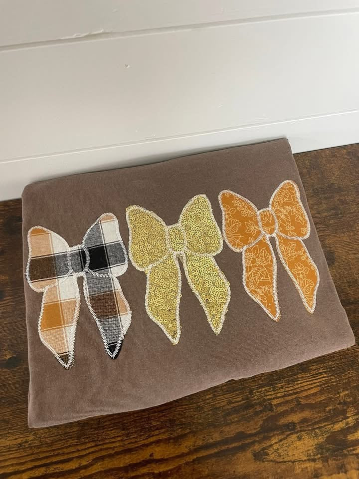 Fall Bows Embroidered Shirt
