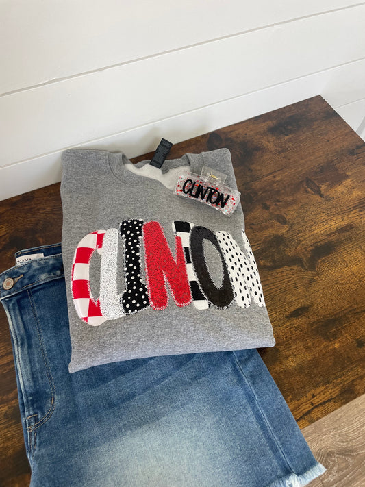 Clinton Multi Pattern Grey Crewneck