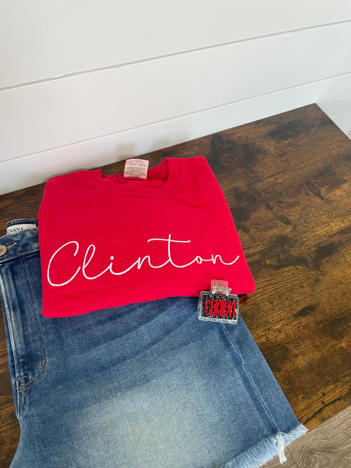 Clinton Embroidered Red Shirt