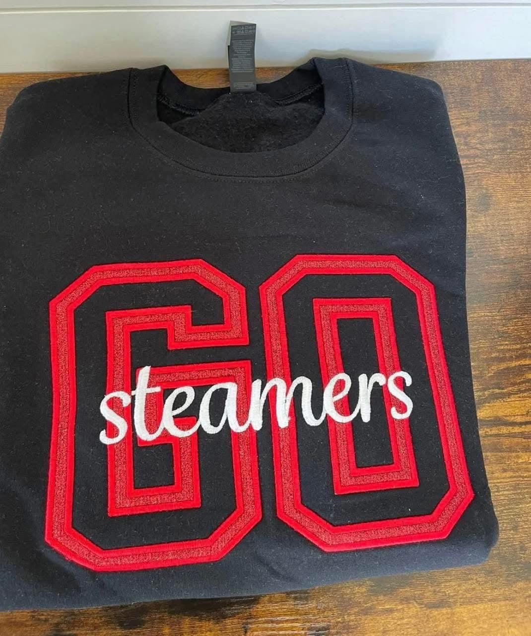 Go Steamers Glitter Embroidered Crewneck