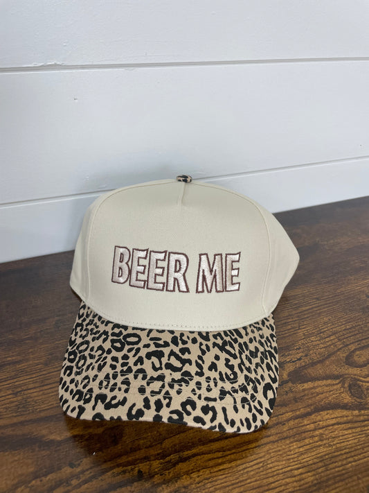 Beer Me Embroidered Leopard Hat