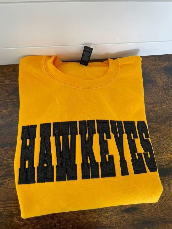 Glitter Hawkeyes Embroidered Crewneck