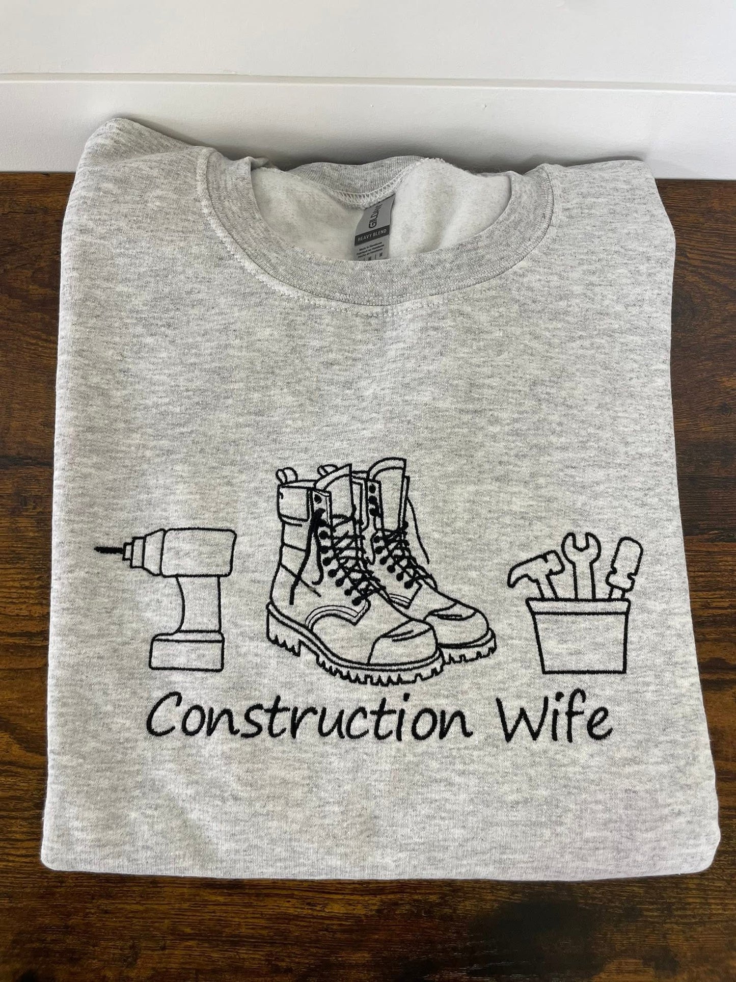 Construction Wife Embroidered Crewneck