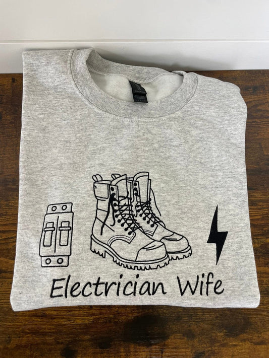 Electrician Wife Embroidered Crewneck