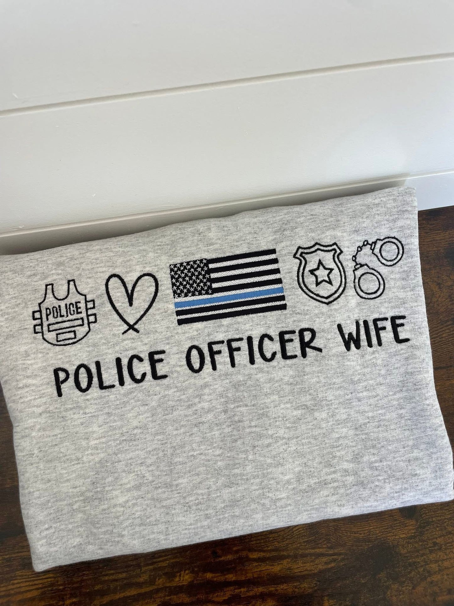 Police Officer Wife Embroidered Crewneck