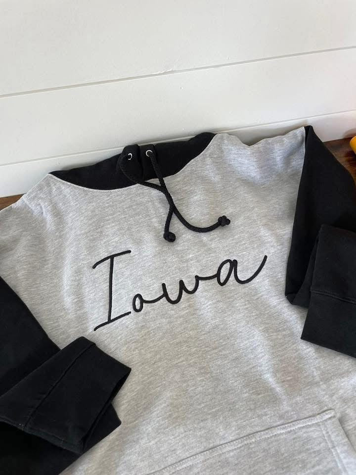 Iowa Embroidered colorblock hoodie