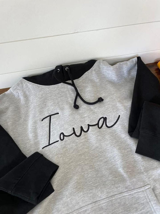 Iowa Embroidered colorblock hoodie