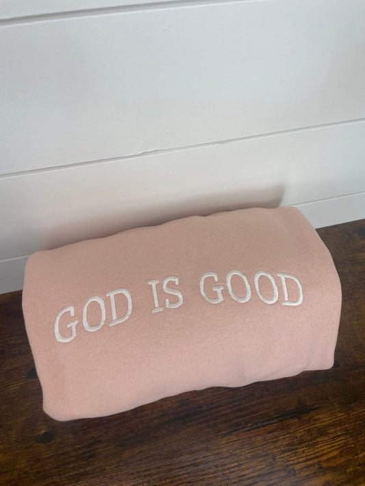 God Is Good Embroidered Crewneck