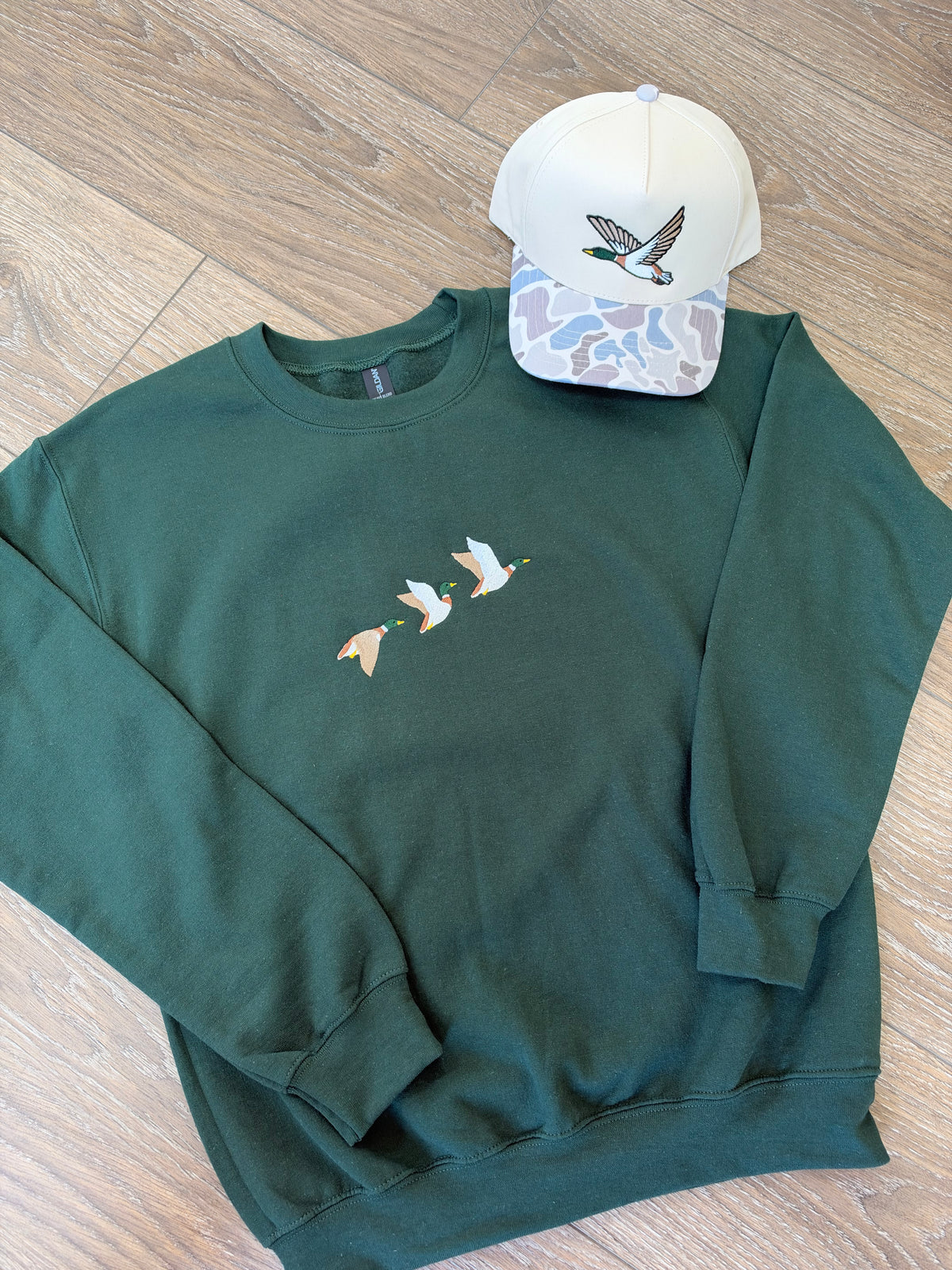 Three Mallard Duck Embroidered Crewneck