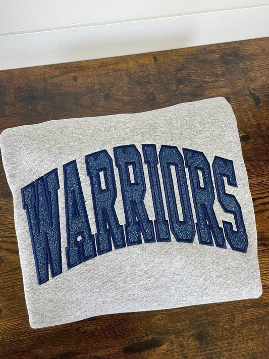 Warriors Glitter Embroidered Crewneck