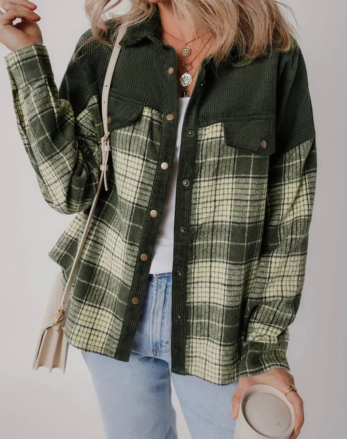 Colorblock Plaid Shacket