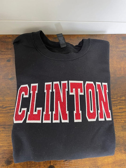 Clinton Glitter Embroidered Crewneck