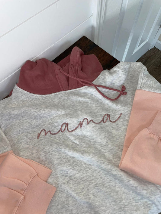 Mama Cropped Colorblock hoodie