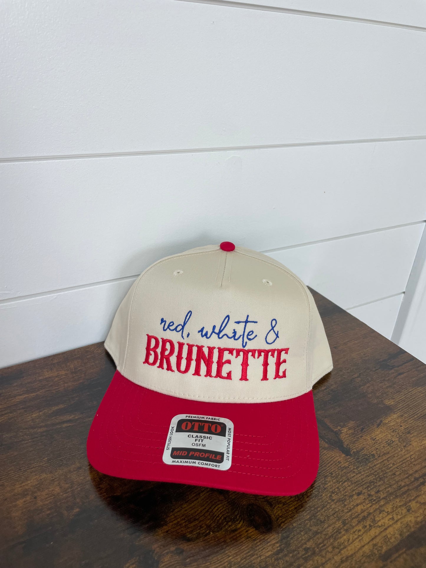 Red White & Brunette Embroidered Hat