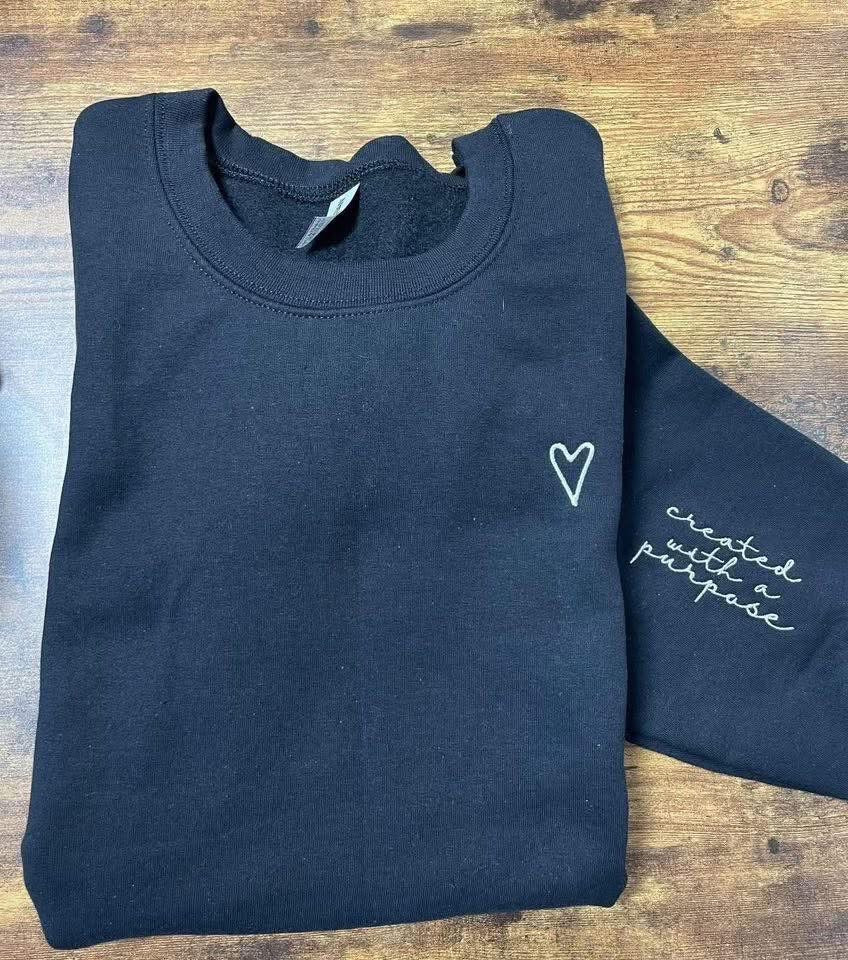 Created with a purpose embroidered crewneck