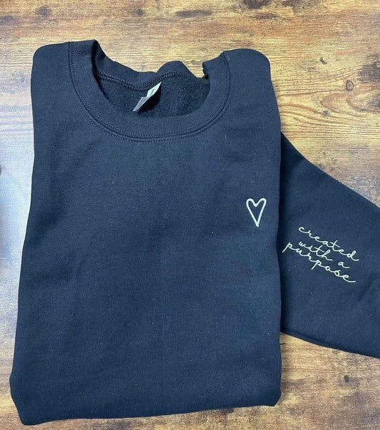 Created with a purpose embroidered crewneck