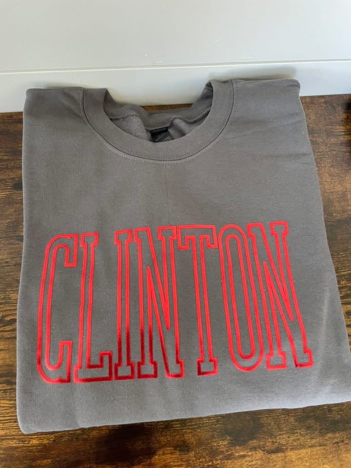 Clinton Red Metallic Puff Crewneck