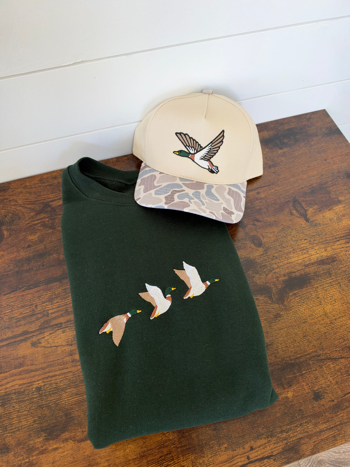 Three Mallard Duck Embroidered Crewneck