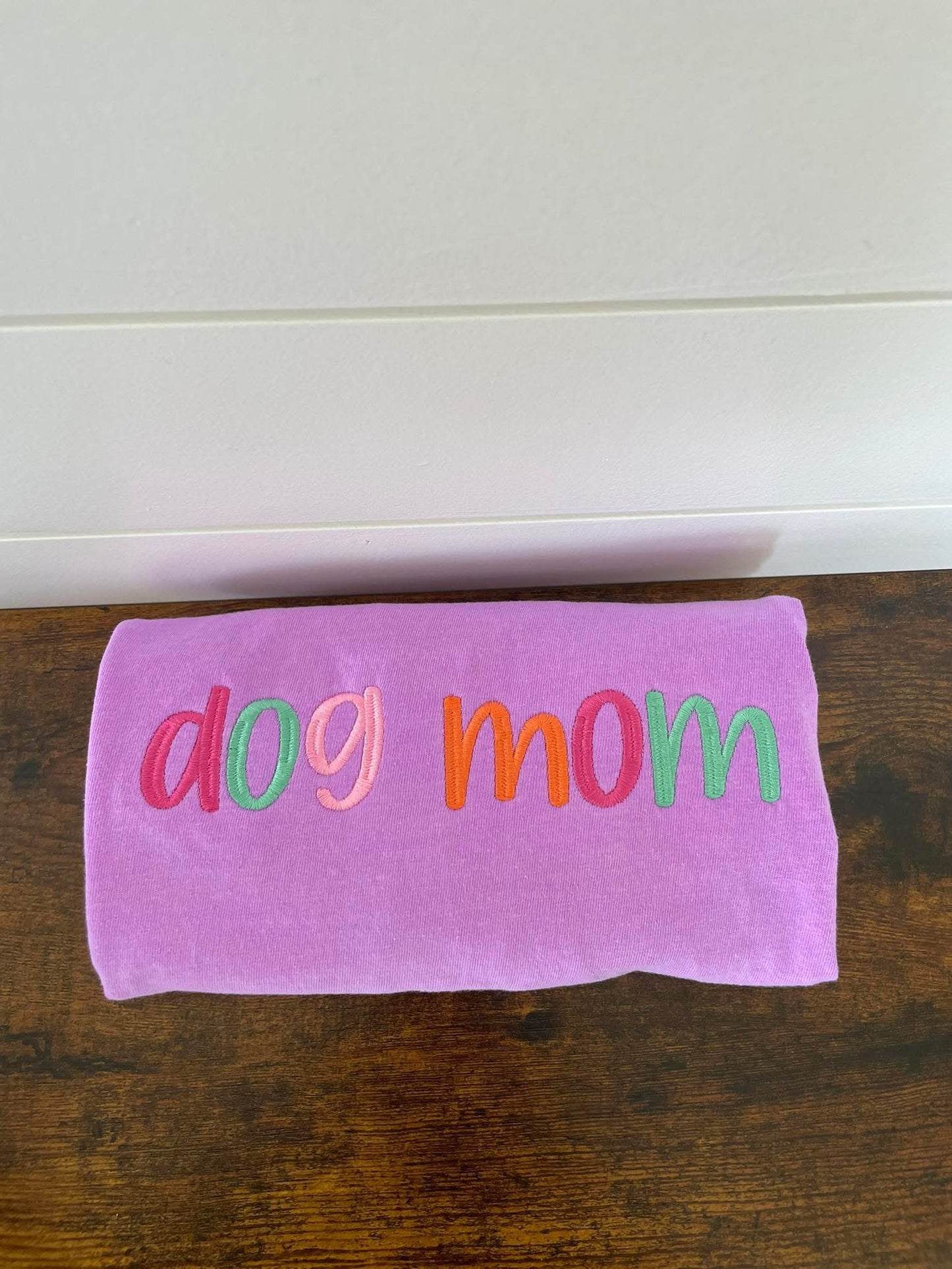 Dog Mom Lavender Embroidered Shirt