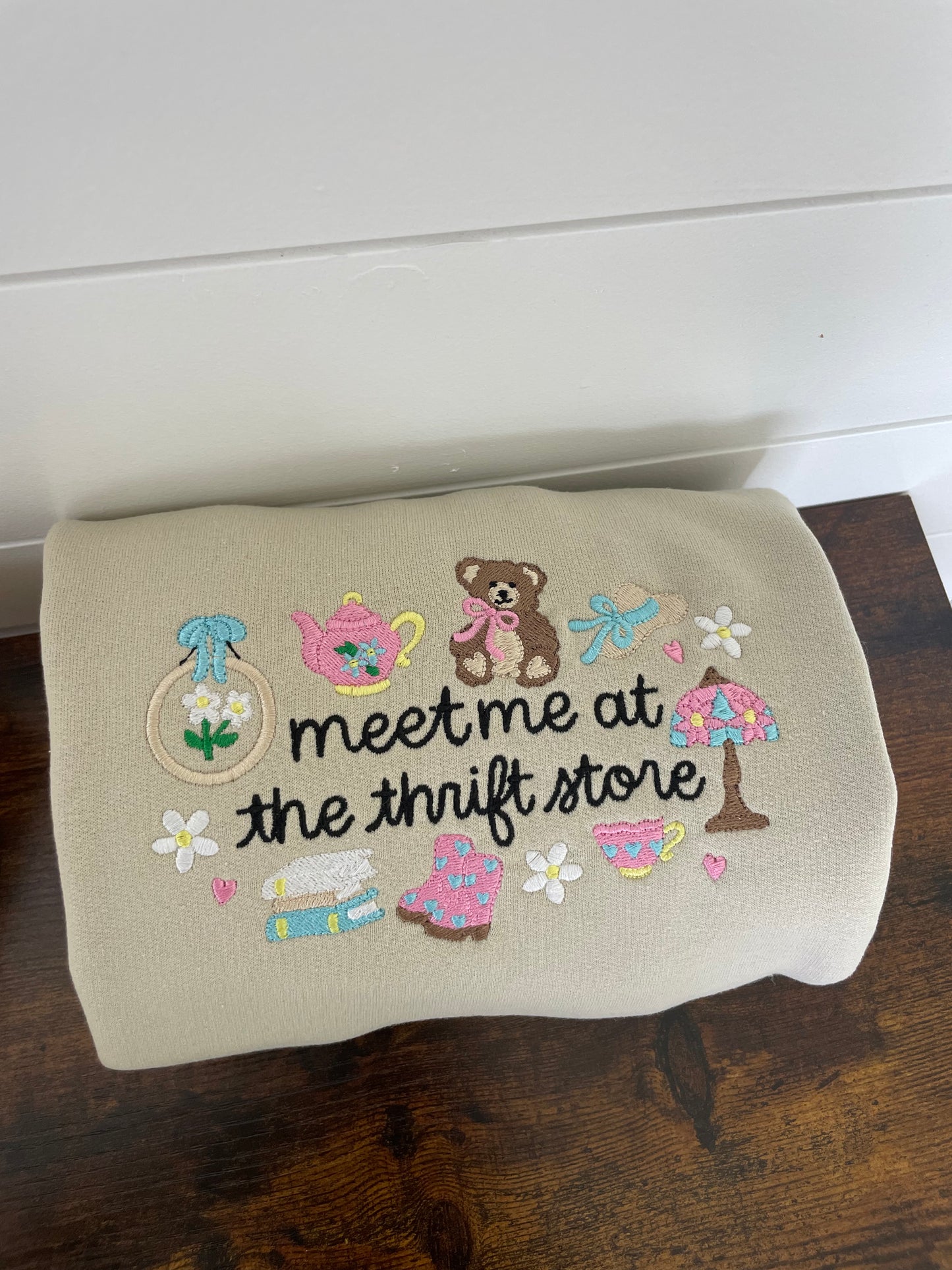 Meet Me At The Thrift Store Embroidered Crewneck