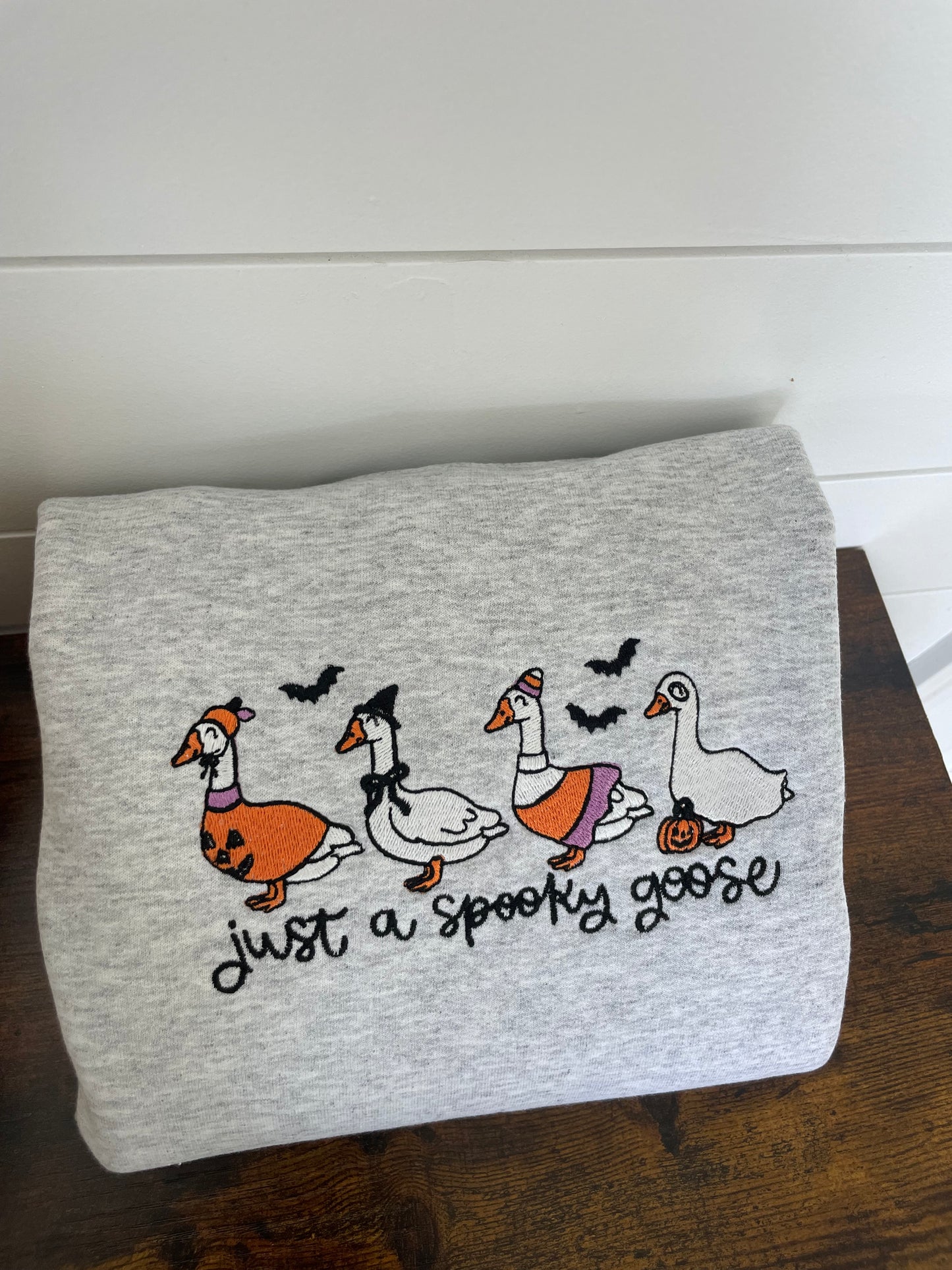 Just A Spooky Goose Embroidered Crewneck Halloween