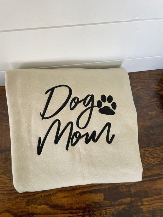 Dog Mom Sand Embroidered Crewneck