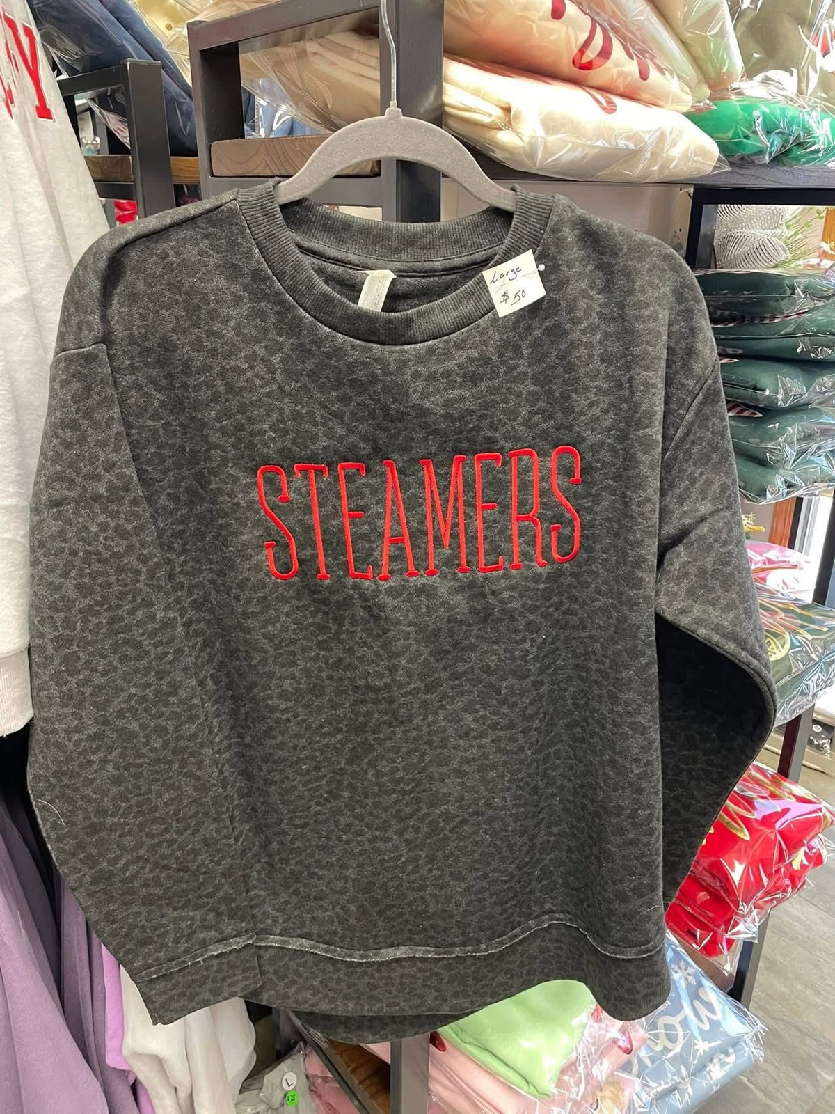 Steamers Women’s Crewneck Black Leopard