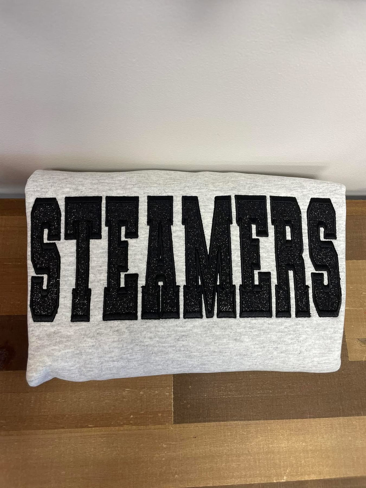 Steamers Black Glitter Embroidered Crewneck