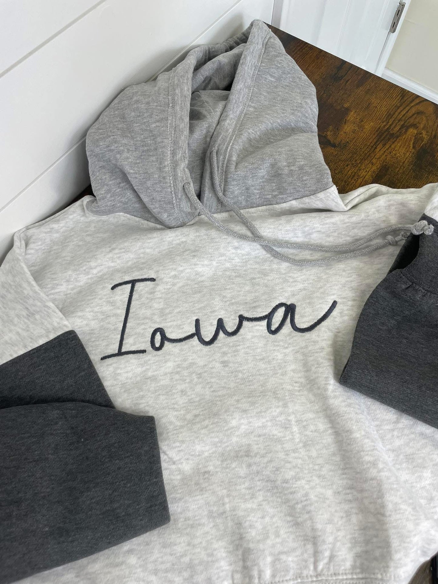 Iowa Embroidered Cropped Hoodie