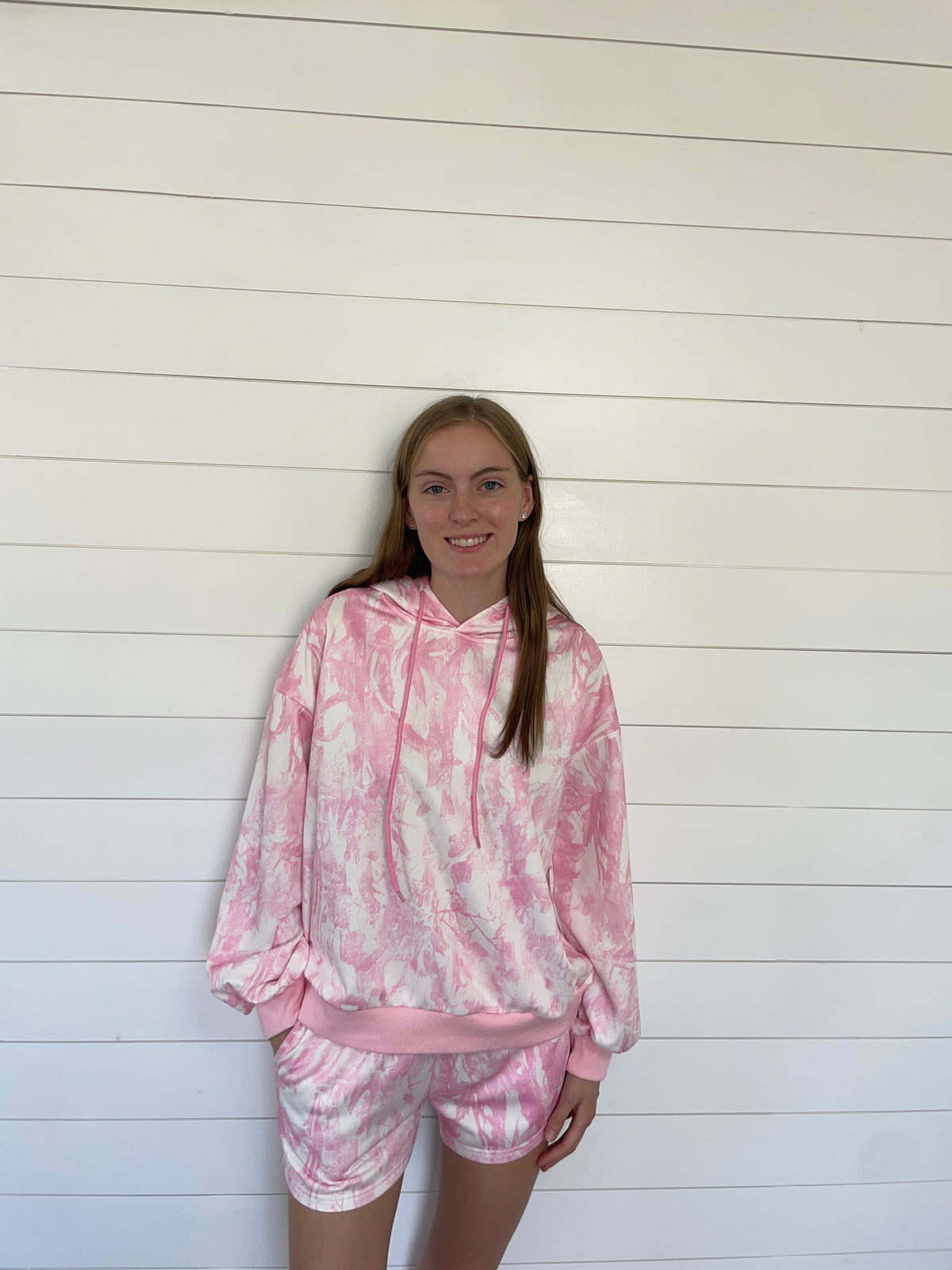 Pink Camo Hoodie and Shorts Set