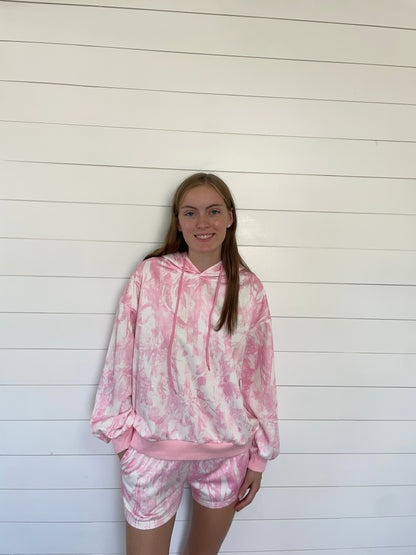 Pink Camo Hoodie and Shorts Set