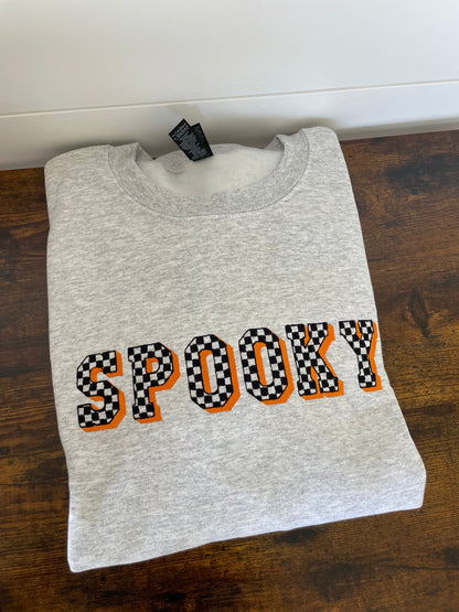 Spooky Checkered Crewneck Embroidered