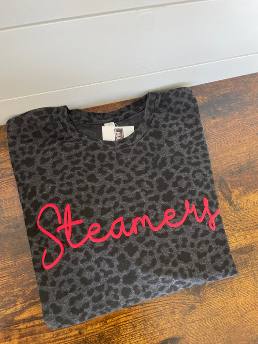 Steamers Black Leopard Puff Shirt
